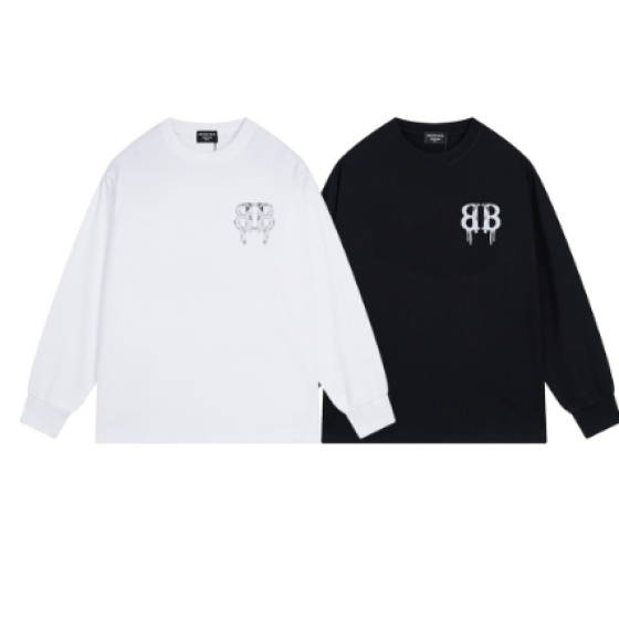 Balenciaga distressed graffiti print long-sleeved shirt with double B logo!